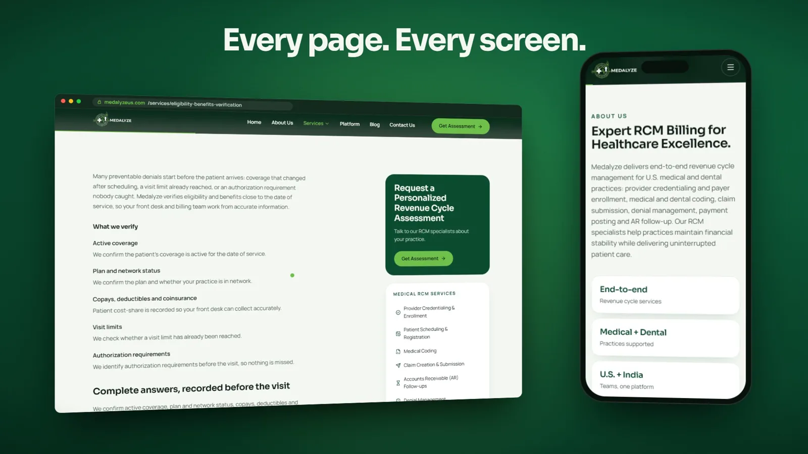 Medalyze pages on desktop and phone